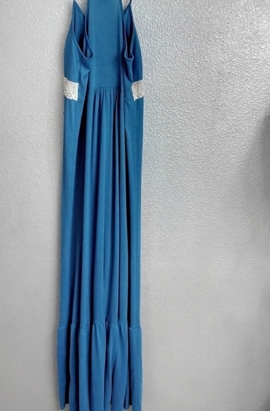 Weavers Women's Turquoise Halter Maxi Dress  Size L - Picture 3 of 4